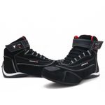 Tênis para motociclista com refletivo de cano alto de couro preto 310