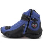 Bota motociclista em couro legítimo nas cores azul e preto 304