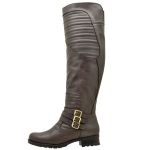 Bota cano super alto feminina estilo montaria em couro legítimo 9111 café