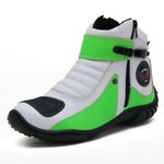 Bota motociclista em couro legítimo 271 personalizado branco com verde