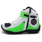 Bota motociclista em couro legítimo 271 personalizado branco com verde