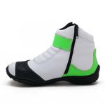 Bota motociclista em couro legítimo 271 personalizado branco com verde
