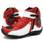 Bota para motociclista em couro 271 nas cores vermelho e branco
