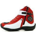 Bota para motociclista em couro 271 nas cores vermelho e branco