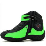 Bota motociclista Atron Shoes preta e verde em couro legítimo 271