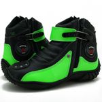 Bota motociclista Atron Shoes preta e verde em couro legítimo 271