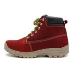 Coturno casual adventure em couro nobuck vermelho 256
