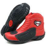 Bota para motociclista vermelha com borracha 283