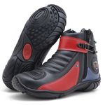 Bota motociclista 271 preto vermelho e azul