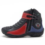 Bota motociclista 271 preto vermelho e azul