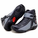 Bota motociclista de couro legítimo na cor preta e cinza 271