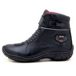 Bota motociclista semi impermeável com regulagem toda preta 287