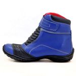 Bota motociclista azul e preta com tira para regulagem semi impermeável 287