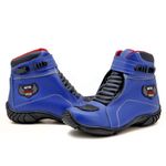 Bota motociclista azul e preta com tira para regulagem semi impermeável 287