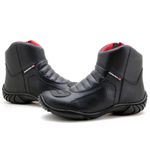 Bota motociclista em couro legítimo na cor preta semi impermeável 305