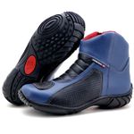 Bota motociclista azul semi impermeável de couro legítimo 305