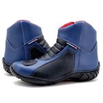 Bota motociclista azul semi impermeável de couro legítimo 305