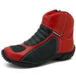 Bota unissex motociclista semi impermeável em couro legítimo vermelho 305