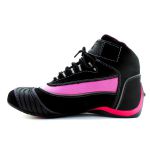 Tênis motociclista feminino em nobuck na cor rosa com preta e chinelo Atron + 310