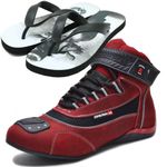 Tênis motociclista vermelho nobuck unissex 310 com chinelo estampado