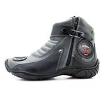 Bota para motociclista em couro legítimo cinza e preto 271 com chinelo estampado