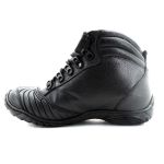 Tênis preto motociclista em couro legítimo de amarrar 274 com chinelo estamapado
