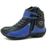 Bota preta e azul motociclista em couro legítimo masculina 271 com chinelo