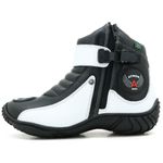 Coturno bota motociclista em couro legítimo preto e branco unissex 271 com chinelo Atron estampado