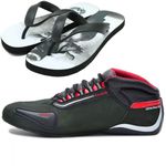 Tênis verde motociclista em nobuck cano baixo masculino 312 com chinelo de estampa