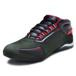 Tênis verde motociclista em nobuck cano baixo masculino 312 com chinelo de estampa