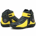 Bota motociclista preto e amarelo em couro na cor da moto 271
