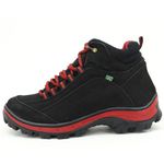 Coturno Adventure para trekking em couro preto e vermelho 019