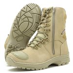 Coturno militar Atron Shoes na cor areia com zíper dos dois lados 303