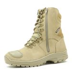 Coturno militar Atron Shoes na cor areia com zíper dos dois lados 303