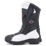 Bota Motociclista Couro Legítimo Preta Branca - 307