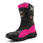 Bota Motociclista Couro Legítimo Preta Pink - 307