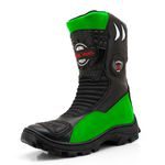 Bota Motociclista Couro Legítimo Preta Verde - 307