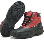 Coturno adventure trekking em couro legitimo preto e vermelho 246