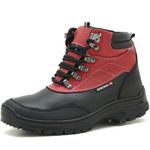 Coturno adventure trekking em couro legitimo preto e vermelho 246