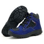 Bota trekking masculina em couro legítimo na cor azul 245