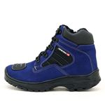 Bota trekking masculina em couro legítimo na cor azul 245