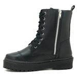Coturno Feminino Plataforma Alta Em Couro Legítimo Preto Com zíper 9407