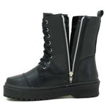 Coturno Feminino Plataforma Alta Em Couro Legítimo Preto Com zíper 9407