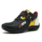 Tênis Motociclista AS95 Em Couro Legitimo nas cores preto amarelo e branco 403