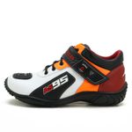 Tênis Motociclista AS95 Em couro legítimo nas cores branco vermelho e laranja 403