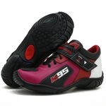 Tênis Motociclista AS95 De Em Couro Legítimo nas Cores Rosa Branco e Vermelho 403