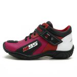 Tênis Motociclista AS95 De Em Couro Legítimo nas Cores Rosa Branco e Vermelho 403