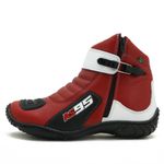 Bota Motociclista AS95 De couro legítimo nas cores vermelho com branco 095