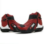 Bota motociclista Em couro Legítimo Vermelho branco e preto AS95