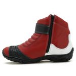 Bota motociclista Em couro Legítimo Vermelho branco e preto AS95